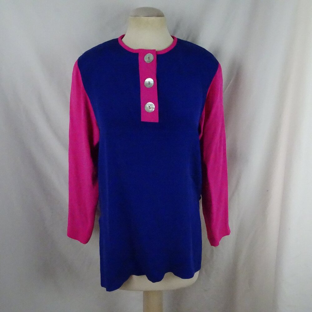 Vintage 90s M.X.I. Women 100% Silk Blouse Top Size 10